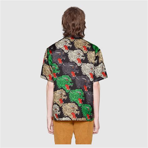 gucci panther face shirt|$1,280 Gucci Panther Face Bowling Shirt Review/Unboxing.